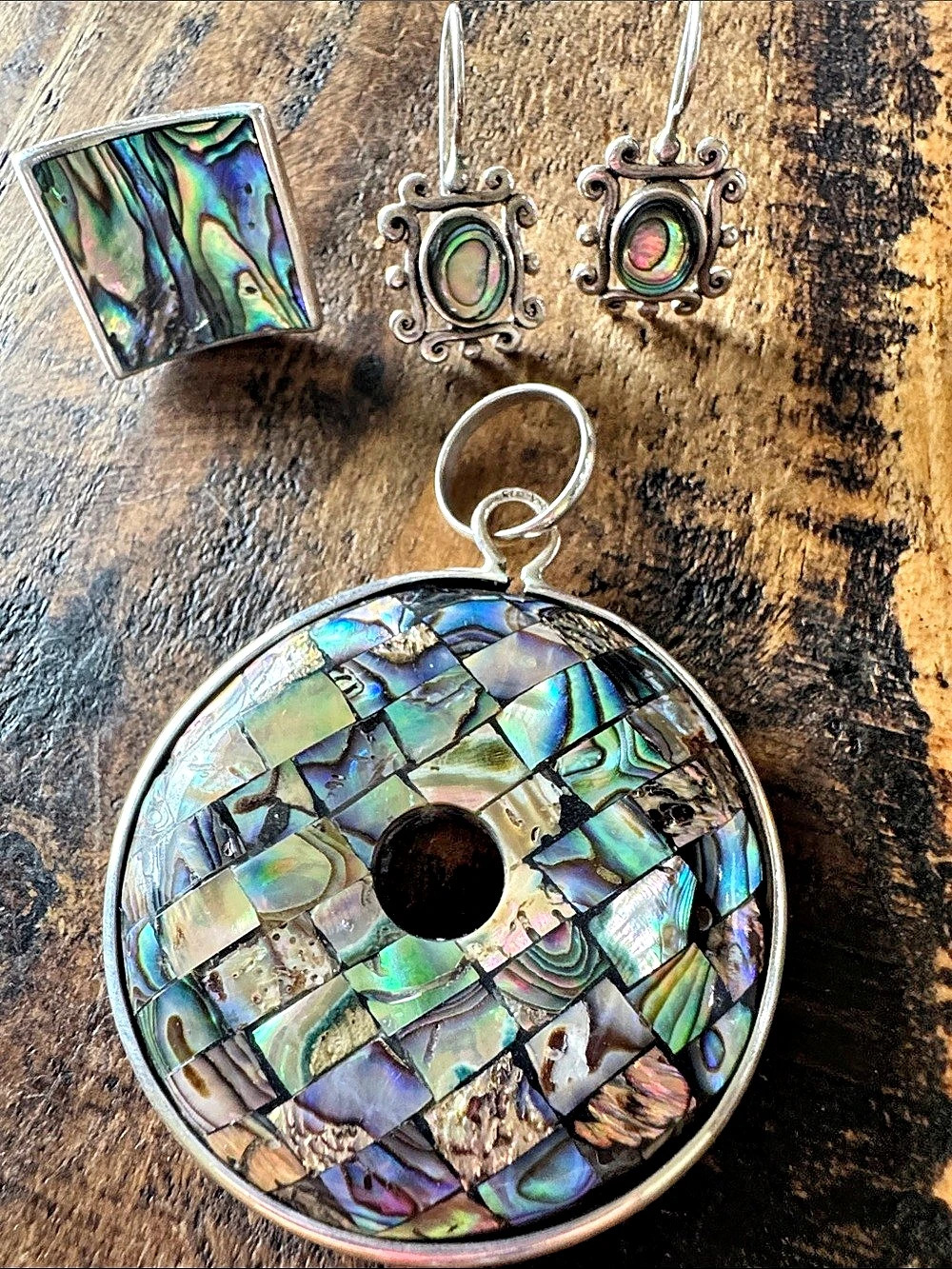 Abalone  Inlay Sterling Silver (925) Jewelry Set